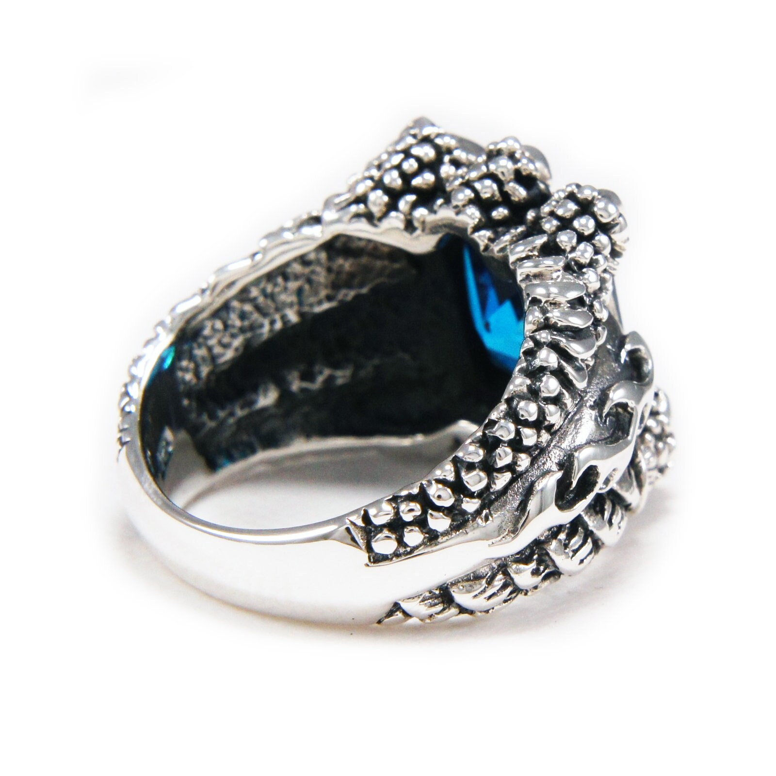 Blue Sapphire/dragon Claws/925 Sterling Silver Ring/blue Blue Sapphire/dragon Claws/925 Sterling Silver Ring/blue