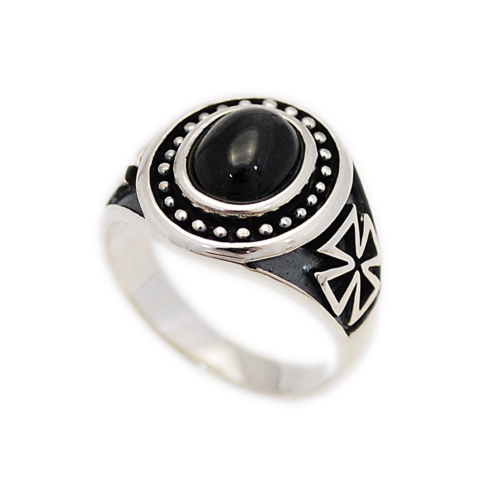 STARクロスRING Black Star/star Diopside/cross/925 Sterling Silver Ring/cross Ring