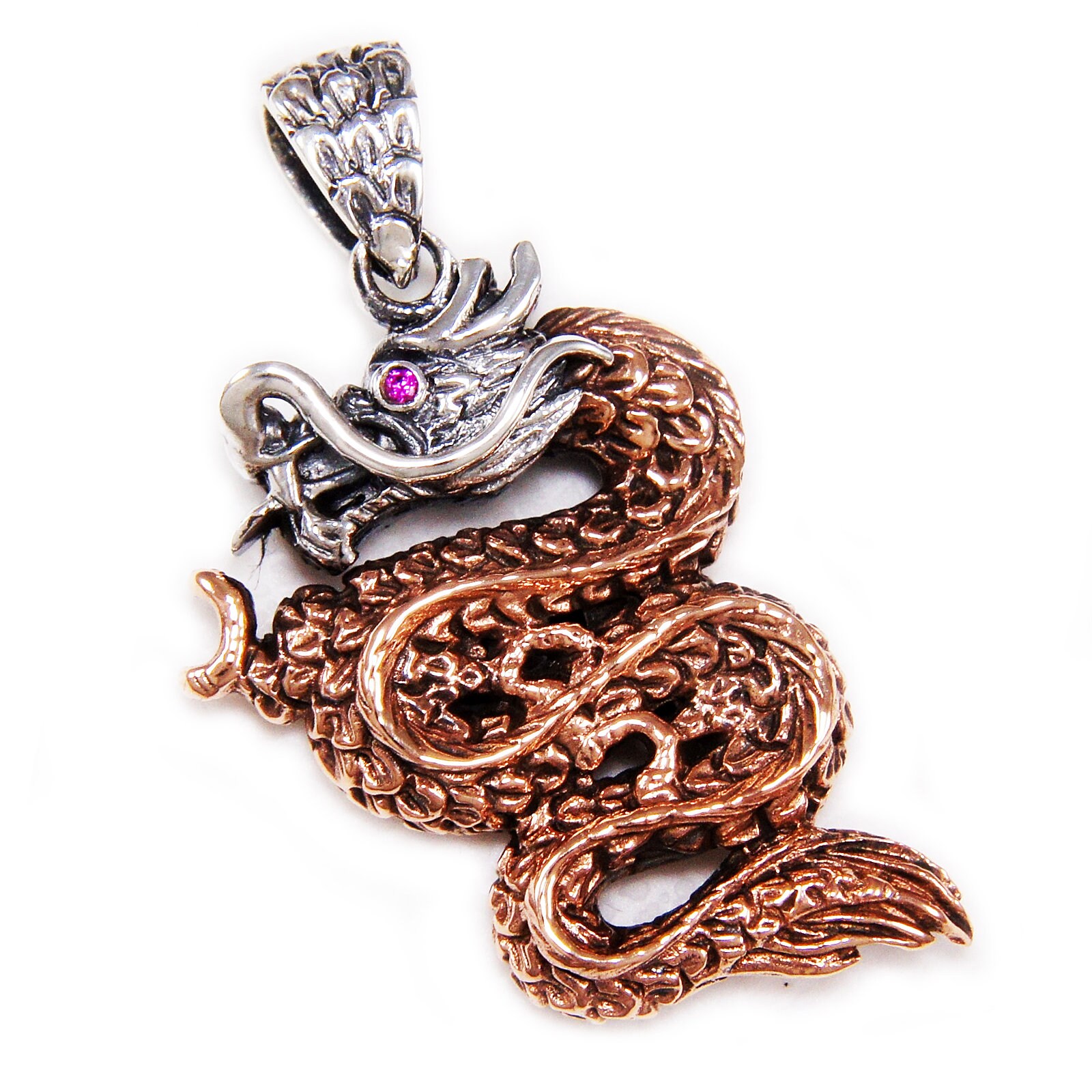 Copper Dragon/925 Sterling Silver Pendant/silver Charm Copper Dragon/925 Sterling Silver Pendant/silver Charm