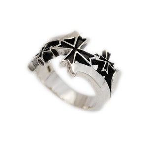 Maltese/Cross/925 Sterling Silver Ring/Silver Cross Ring/Crusades/Biker Jewelry/Gothic/hi-r08