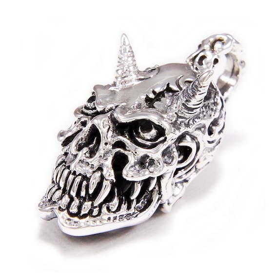 Skull 925 Sterling Silver Pendant/silver Skull Pendant/hannya