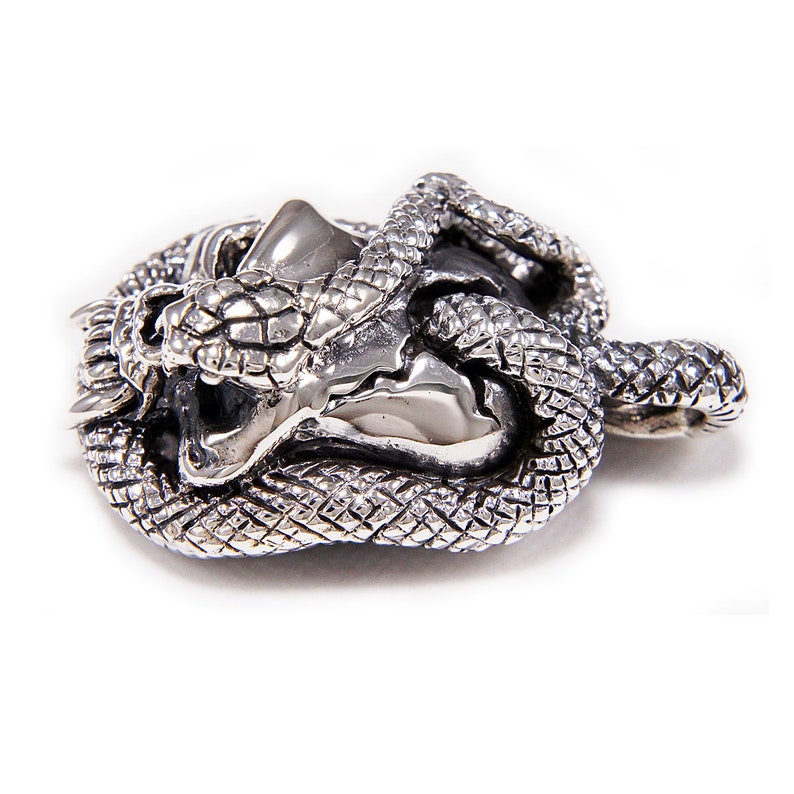 Skull Snake Serpent 925 Sterling Silver Pendant/silver Skull - Etsy