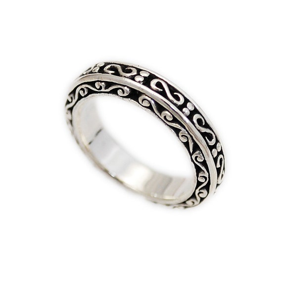 STOCK CLEARANCE Price arabesque 925 Sterling Silver Band Ring silver Arabesque Engraved Band Ring silver Jewelry men s women s Won r018bk Etsy Ireland