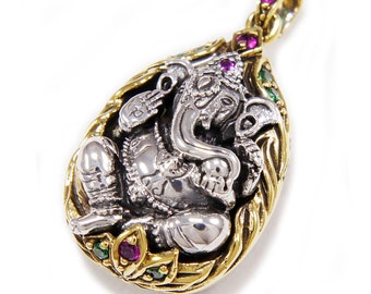 Ganesh/Ganesha/925 Sterling Silver Pendant/Silver Ganesh Pendant/Ganesha/Brass/Silver Ganesha/Hiduism/Elephant God/Men's/Women's sa-041