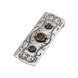 Floral/Flower/Arabesque/Engraved/925 Sterling Silver Money Clip/Money Clip/Biker/Gothic/gs-m004