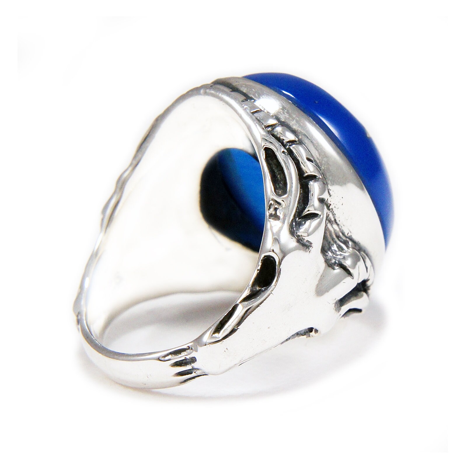 【数々のアワードを受賞】 Blue Oval Stone/pentagram/star/925 Sterling Silver Ring 指輪・リング