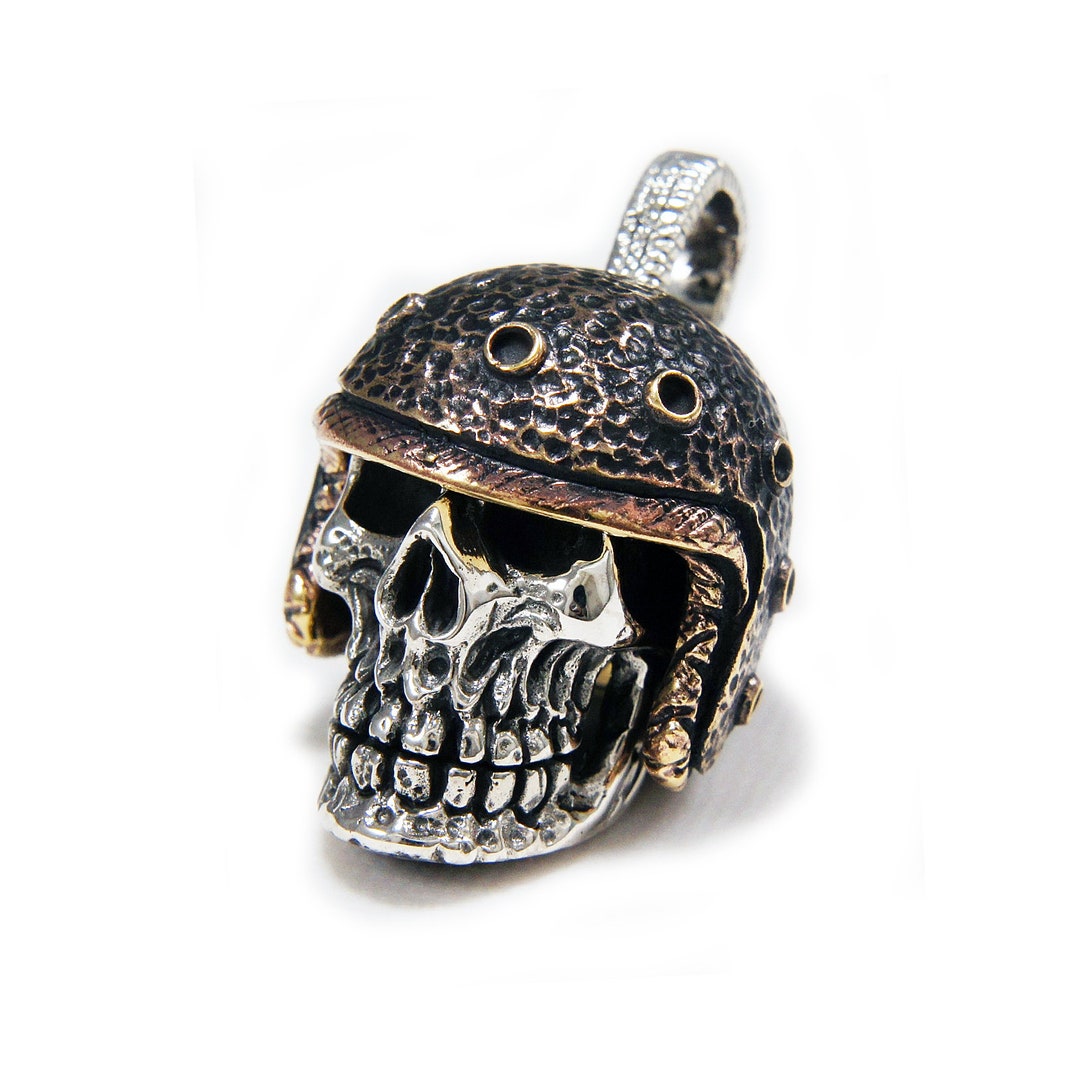 Bronze Helmet/ghost Rider/skull/925 Sterling Silver Pendant/biker ...