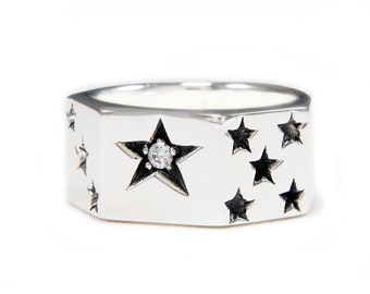 Star/Stars/925 Sterling Silver Ring/Star Ring/Rock Star/Rockabilly/Silver Ring/Biker Ring/tan-r005