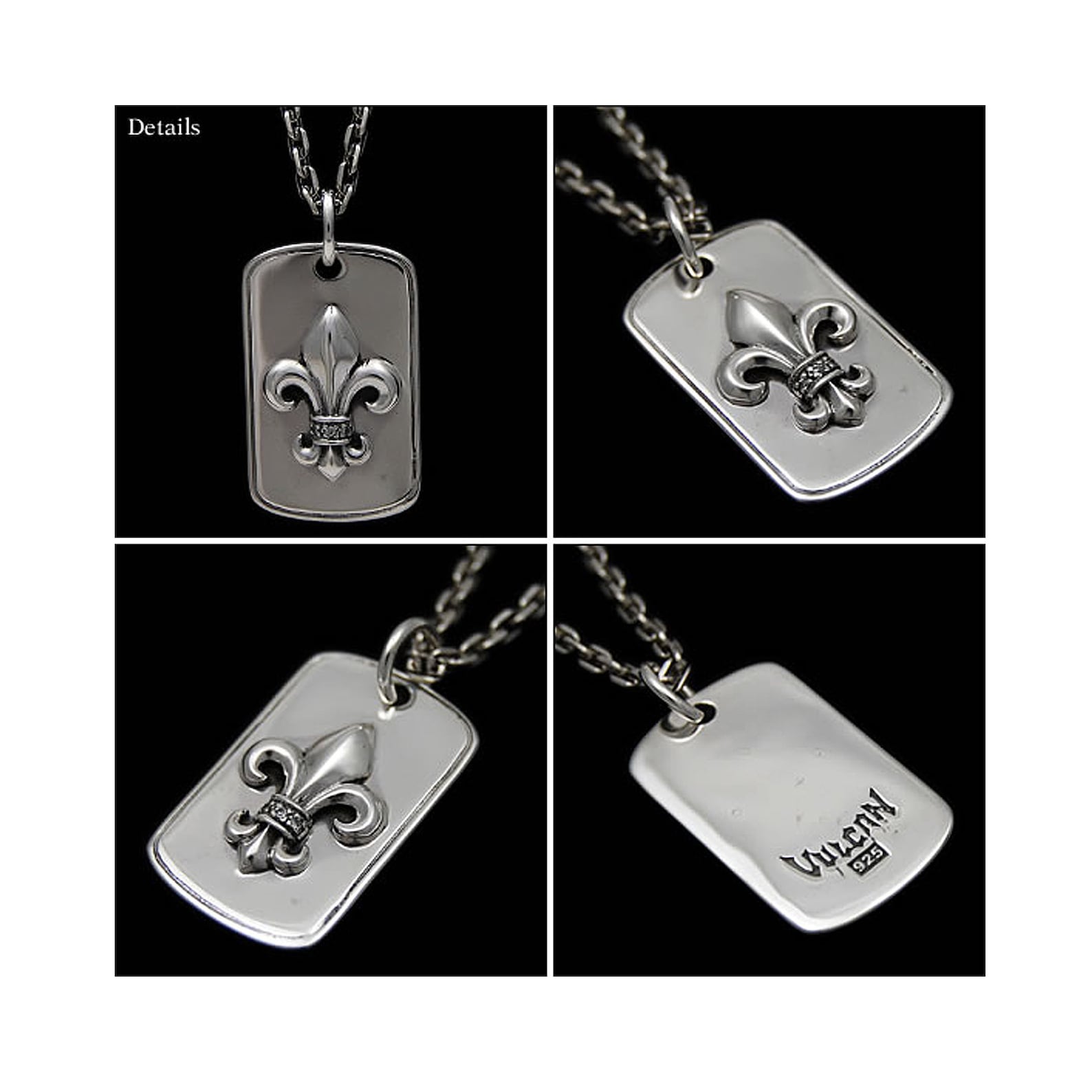 Fleur De Lis/dog Tag/925 Sterling Silver Pendant/silver Stone Etsy