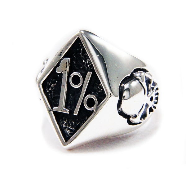 1%/One Percenter/Skull/One Percent/925 Sterling Silver Ring/Outlaw/BikerJewelry/Rider/Chopper/Gothic BUB-R016