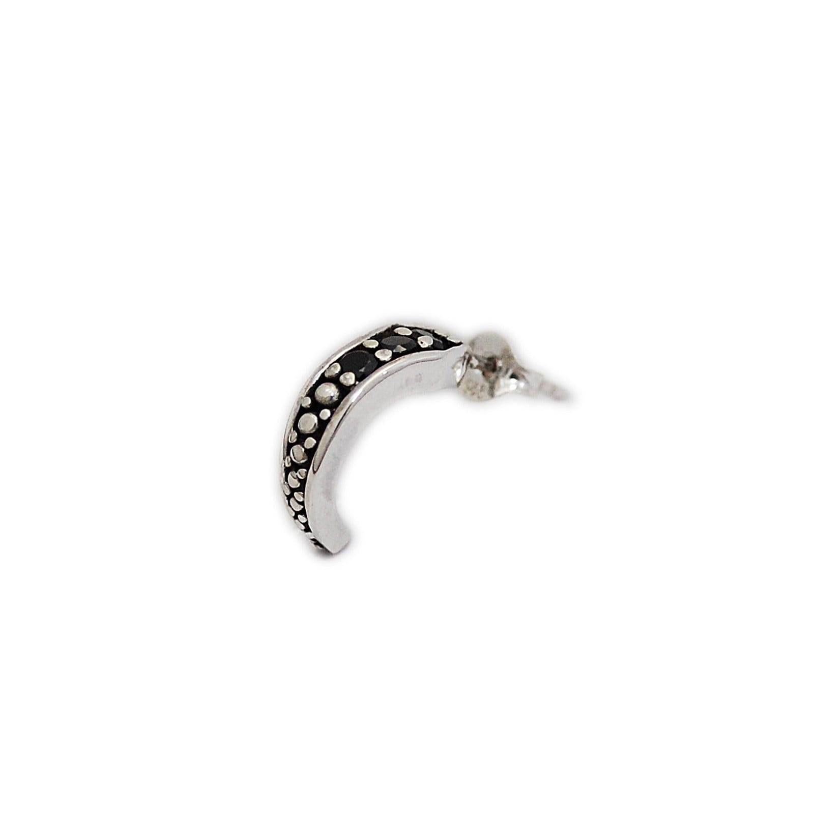 Tribal/black Cubic Zirconia/925 Sterling Silver/stud/pierced
