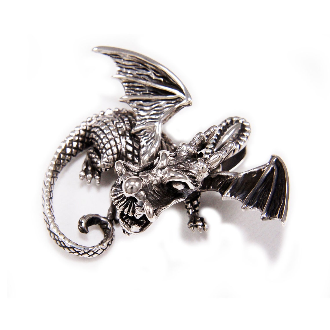 Dragon 925 Sterling Silver Pendant/Silver Dragon Pendant/Drake Etsy