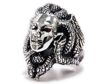 Medusa Ring/Gorgo/The Gorgon/925 Sterling Silver Ring/Gothic/Biker Ring/Rockabilly/Tan-r040