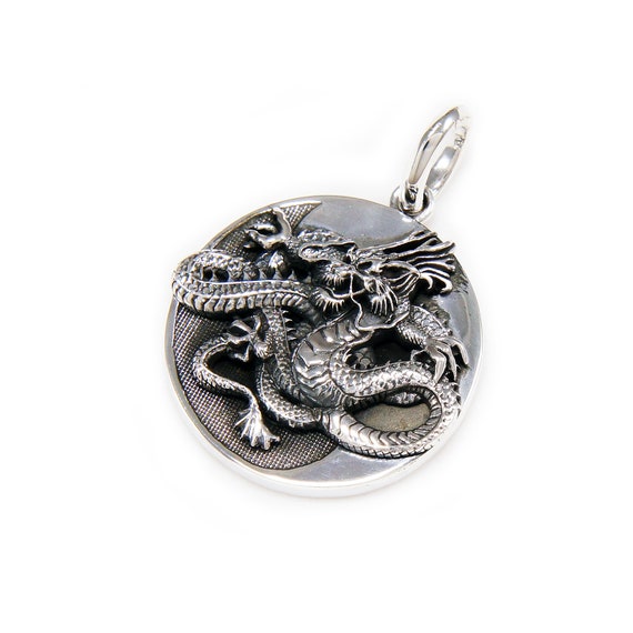 Yin Yang/Dragon Medal/925 Sterling Silver | Etsy