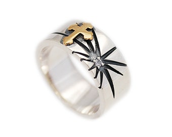 ANTIDOTE BUYERS CLUB - ENGRAVED CROSS RING (SILVER
