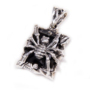 Spider/Black CZ/Tarantula/925 Sterling Silver Pendant/Spider Pendant/Tarantula Charm/Biker/Gothic/bub-051