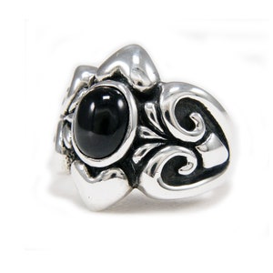 Oval/Black Onyx/925 Sterling Silver Ring/Biker Jewelry/Onyx Ring/Gothic ec-r003