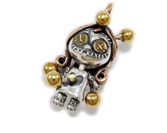Voodoo Doll/Copper/Brass/925 Sterling Silver Pendant/Charm/Biker/Gothic/Rockabilly/Charm/yin-005