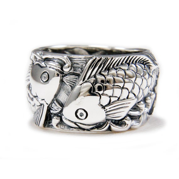 Japanese Koi/twin Carp/925 Sterling Silver Ring/japanese Koi
