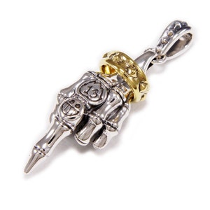 Middle Finger/Fuck Off/925 Sterling Silver Pendant/Fuck You/Number Thirteen/Biker Jewelry/Gothic/Rockabilly/cs-054