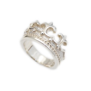 Crown/Fleur De Lis/925 Sterling Silver Ring/Silver Ring/Crown Ring/Biker Jewelry/won-r015