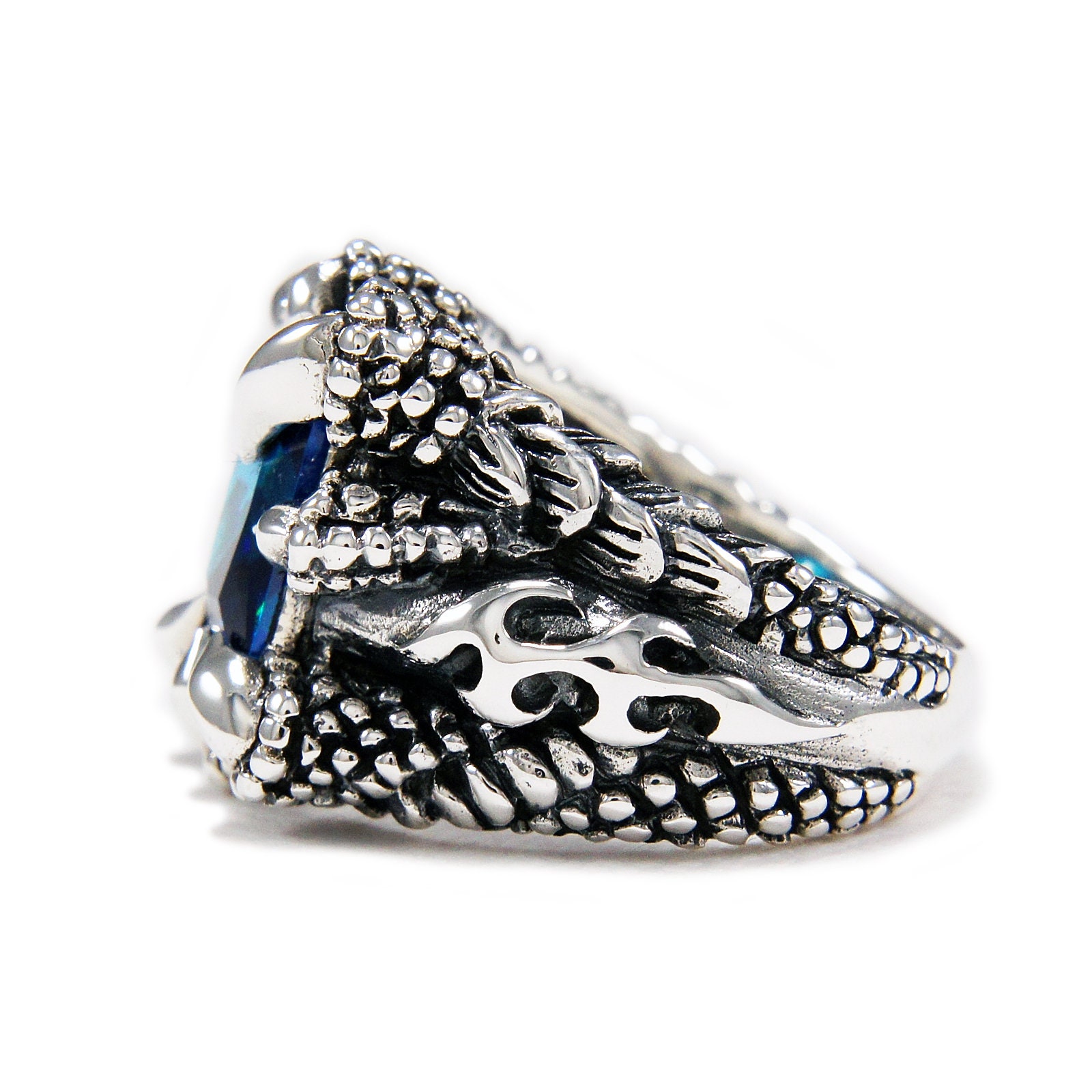 Blue Sapphire/dragon Claws/925 Sterling Silver Ring/blue Blue Sapphire/dragon Claws/925 Sterling Silver Ring/blue