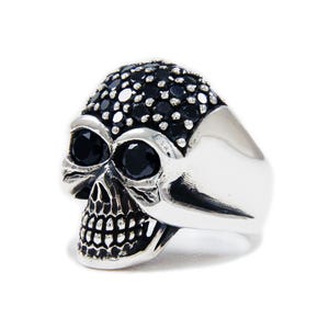 Skull/925 Sterling Silver Ring/Cubic Zirconia/Silver Skull Ring/Biker Jewelry/Gothic Ring/Rockabilly/Biker Ring/sa-r3bb