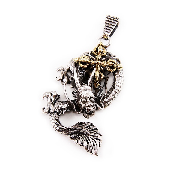 Japanese Dragon/925 Sterling Silver Pendant/vajra Dorje/dragon 