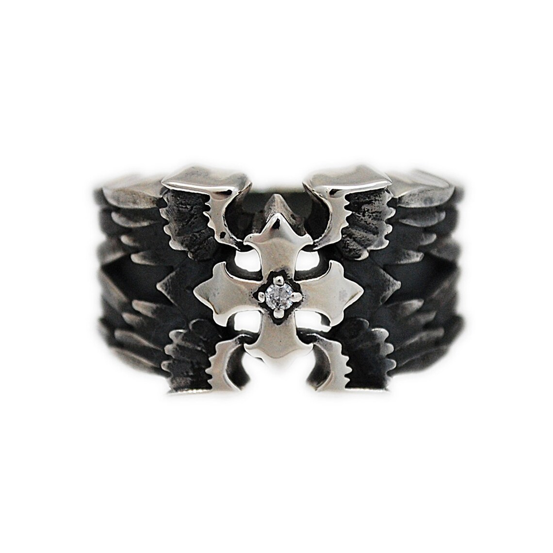 Cross/angel/wing/925 Sterling Silver Ring/silver Cross Etsy
