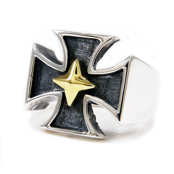 Gold Star/maltese Cross/925 Sterling Silver Ring/silver | Etsy