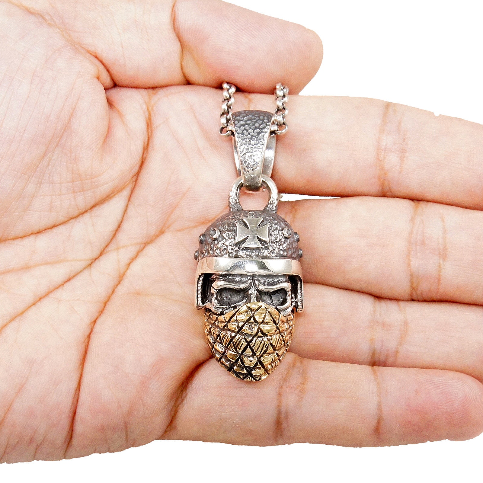 Bandana/czaszka/krzyż maltański/wisiorek ze srebra próby 925