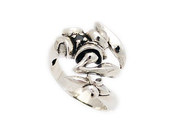 Scorpion Ring/925 Sterling Silver Ring/Black Cubic Zirconia/Biker Jewelry/Gothic/Rockabilly bub-r013