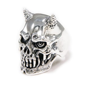 Demon/Skull/Horns/Hannya/925 Sterling Silver Ring/Hannya Ring/Biker/Gothic/Skull Ring/Jealous Female Demon/Noh Theater/Men&#39;s/Women&#39;s CS-R012