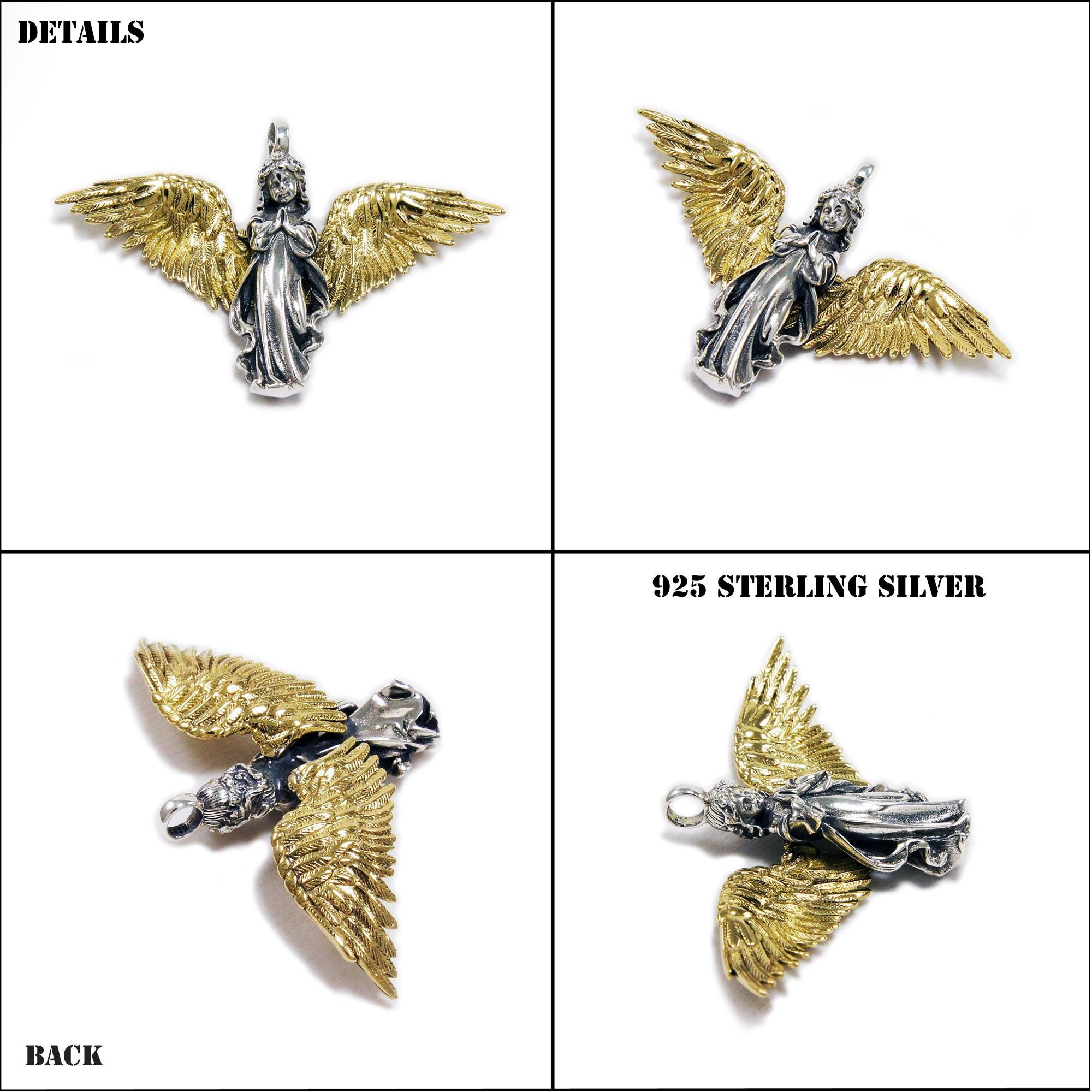 Angel/brass/925 Sterling Silver Pendant/charm/biker/gothic Angel/brass/925 Sterling Silver Pendant/charm/biker/gothic