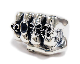 Fist Knuckle Ring/925 Sterling Silver Ring/Biker Jewelry/Gothic/Rockabilly/GD-R002