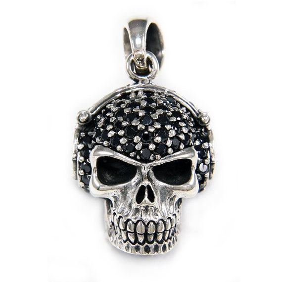 DJ/スカル/925スターリングシルバーペンダント/シルバースカル