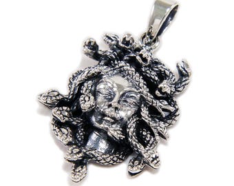 Medusa/Gorgo/The Gorgon/925 Sterling Silver Pendant/Charm/Gothic Jewelry/Biker/Rockabilly/GJ-013