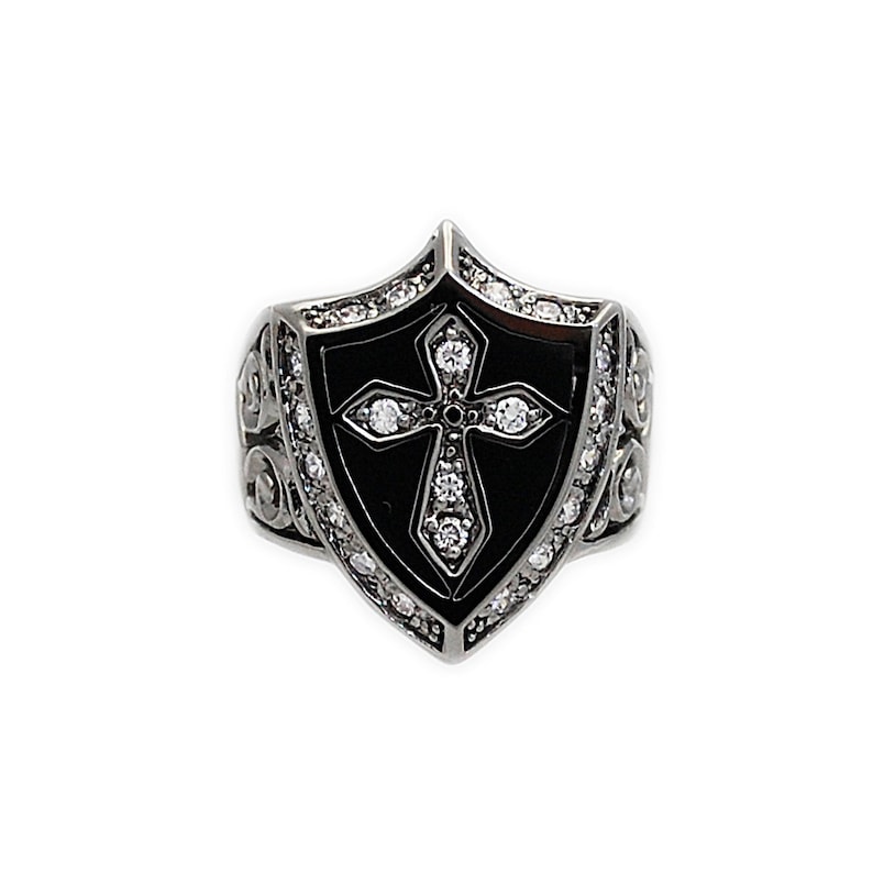 CrossSilver Black Ruthenium PlatedBrass RingSilver Black Cross RingBiker JewelryBiker RingBrass RingMen/'sWomen/'s nd-r019