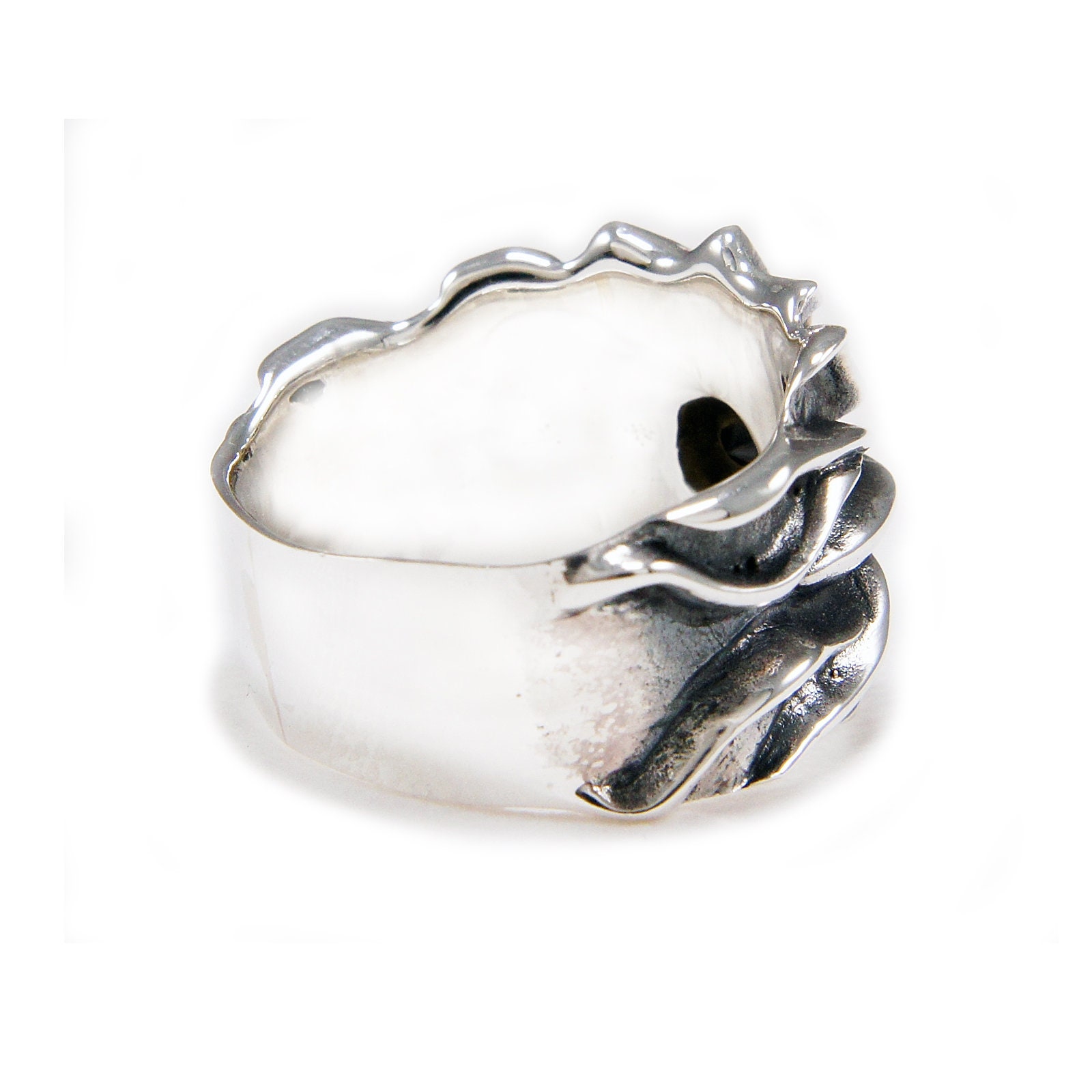 Black/thunder/925 Sterling Silver Ring/black Cubic Zirconia/biker