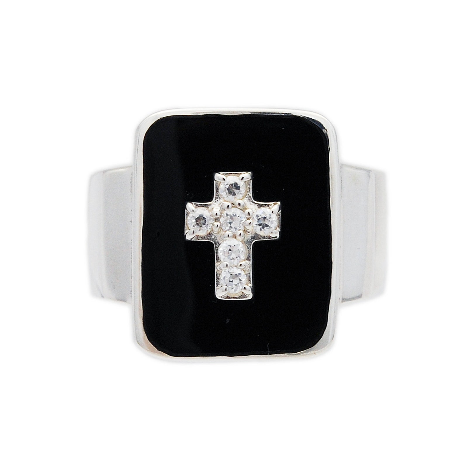 Cross/black Onyx/925 Sterling Silver Ring/silver Cross Etsy