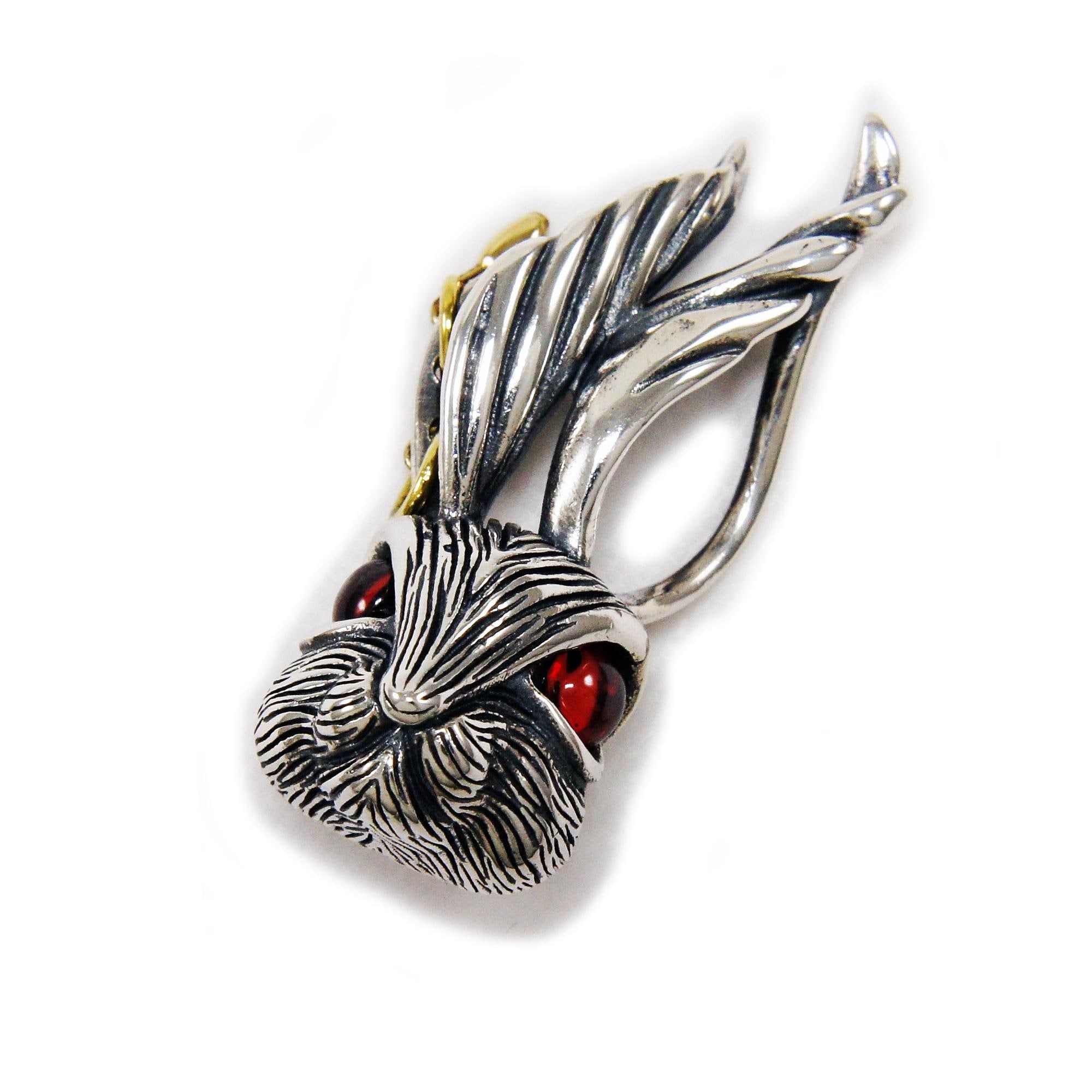 Bunny/rabbit/brass/925 Sterling Silver Pendant/charm/biker