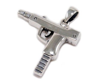 MAC 10/Sub-Machine Gun/925 Sterling Silver Pendant/Biker Jewelry/Gothic/Rockabilly/GD-013