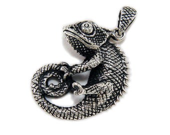 Chameleon/925 Sterling Silver Pendant/Charm/Biker/Gothic/Rockabilly/GJ-011