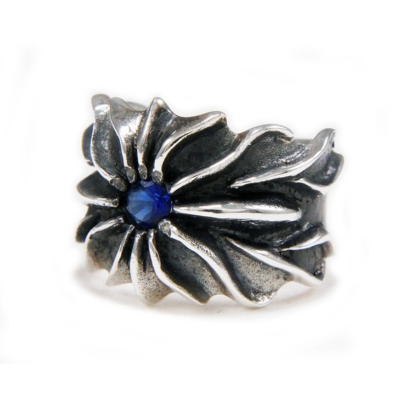 Dark Blue/thunder/925 Sterling Silver Ring/dark Blue Cubic