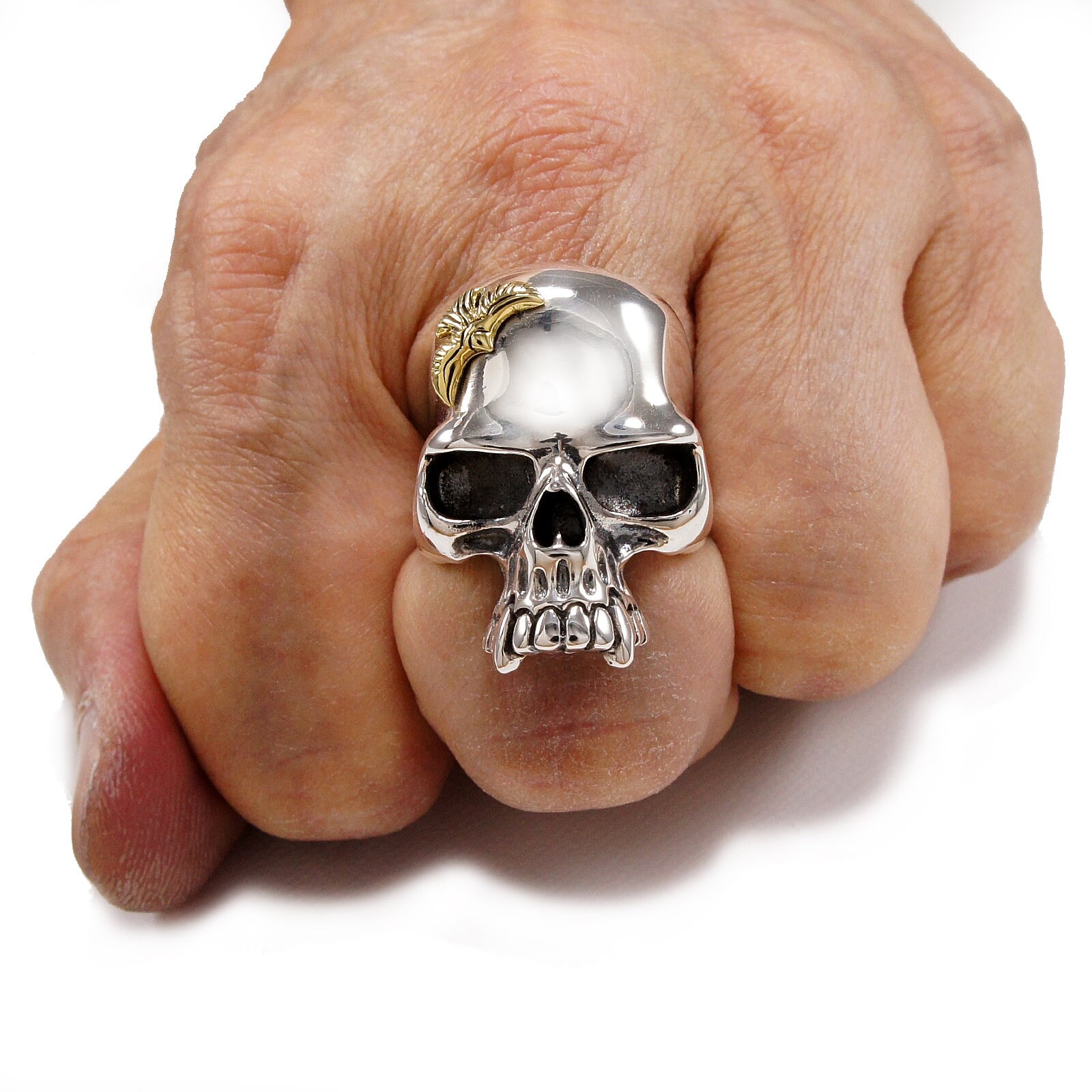 Brass Eagle/skull/925 Sterling Silver Ring/skull Ring/eagle