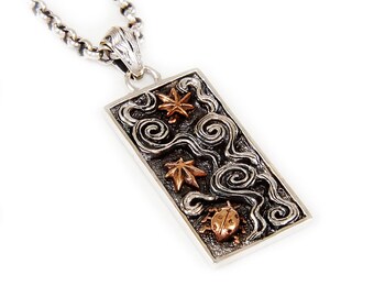 Japanese Cloud/925 Sterling Silver Pendant/maple/momiji Leaf