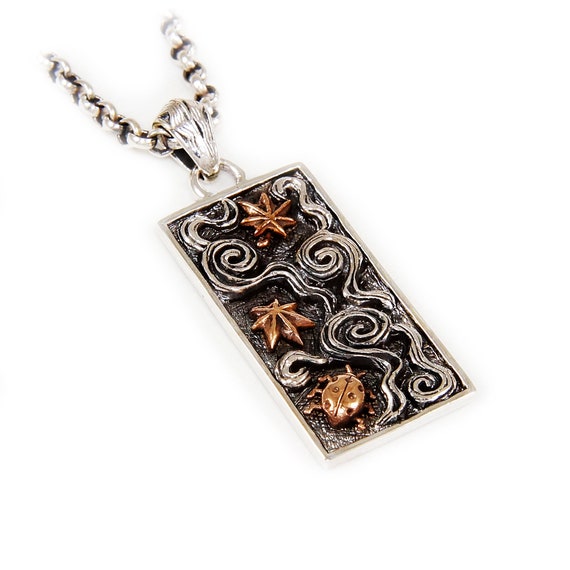 Japanese Cloud/925 Sterling Silver Pendant/maple/momiji Leaf