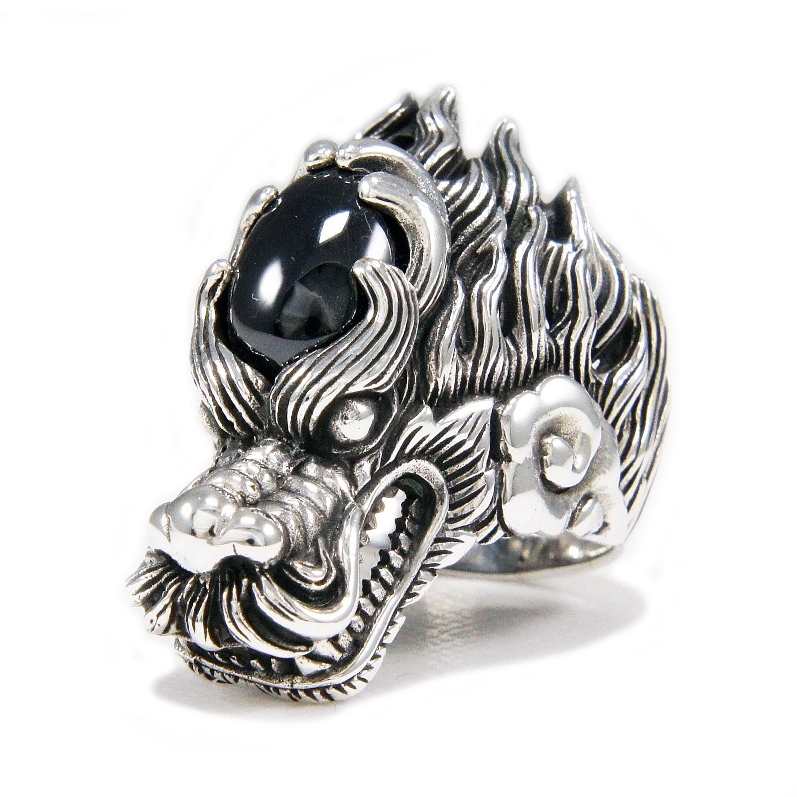 ブラックストーン/ドラゴン/ドレイク/925スターリングシルバーリング