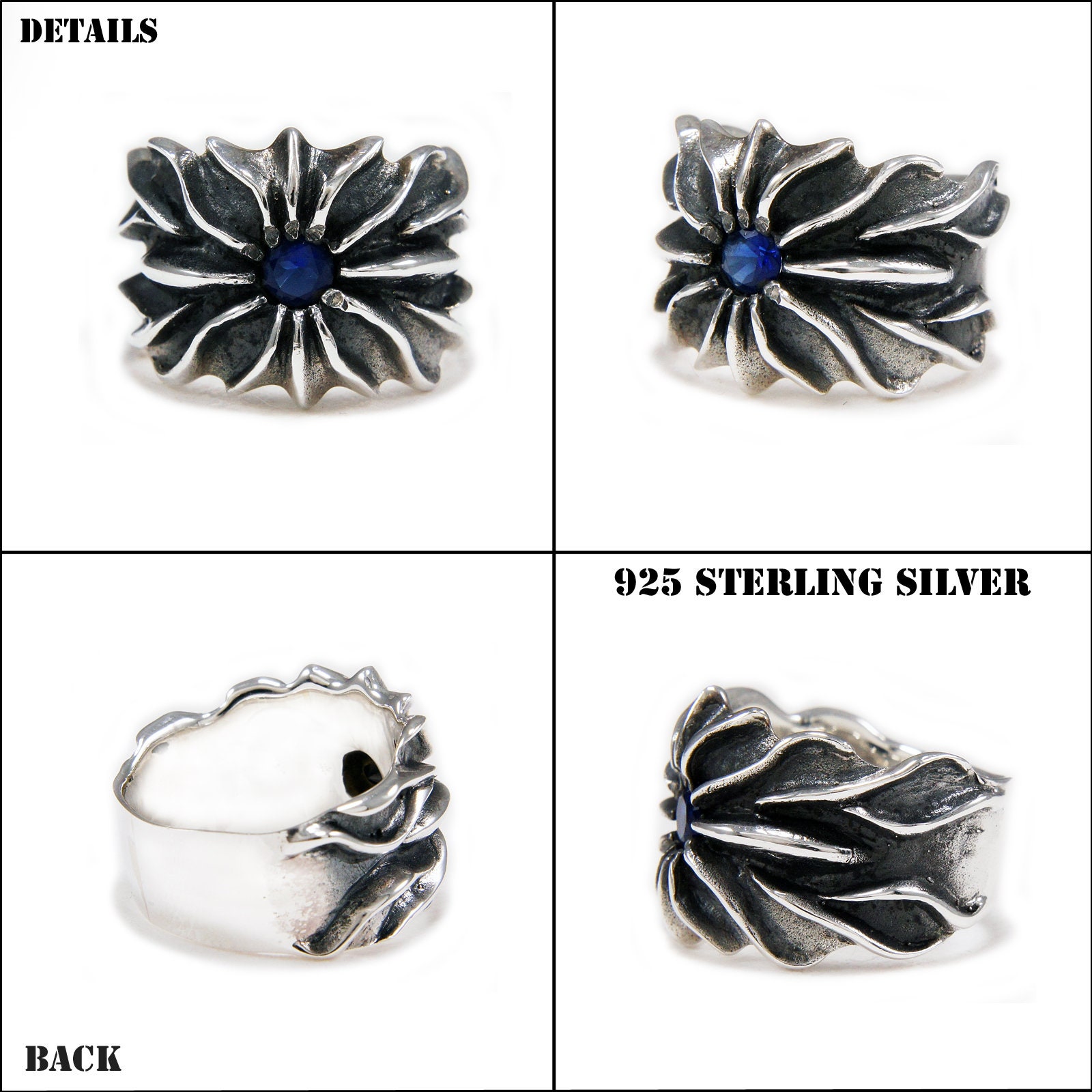 Dark Blue/thunder/925 Sterling Silver Ring/dark Blue Cubic