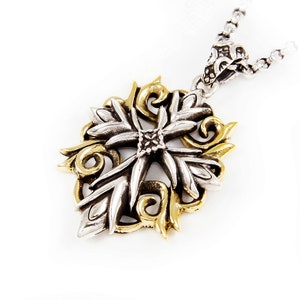 Cross/925 Sterling Silver Pendant/Brass Combination/Silver Pendant/Charm/Necklace/Biker/Gothic/Rockabilly/gb-150